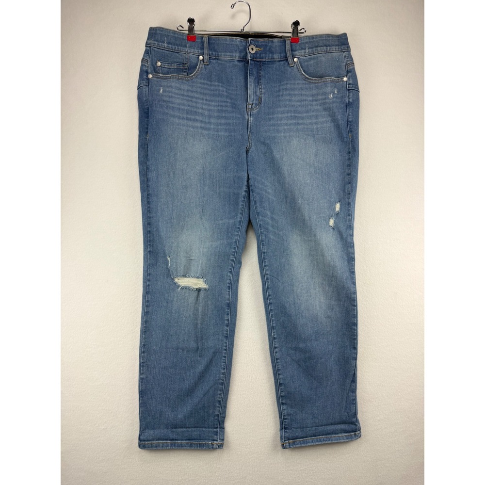 Torrid Bombshell Straight Jeans Womens 22R Blue Distressed High Rise Stretch